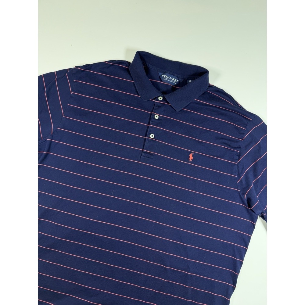 Polo Ralph Lauren Polo Shirt Men XL Blue Striped Pima Cotton Short Sleeve